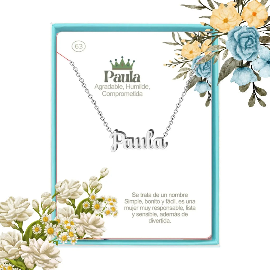 Collar Edición Nombre "paula" - Acero Tono Plateado acabado
