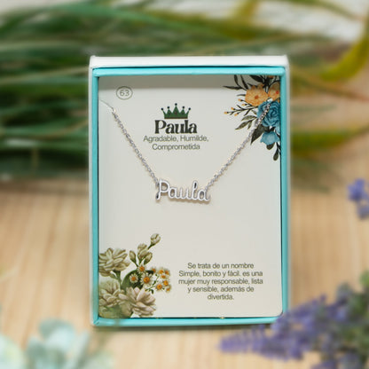 Collar Nombre  Paula Acero color Plateado