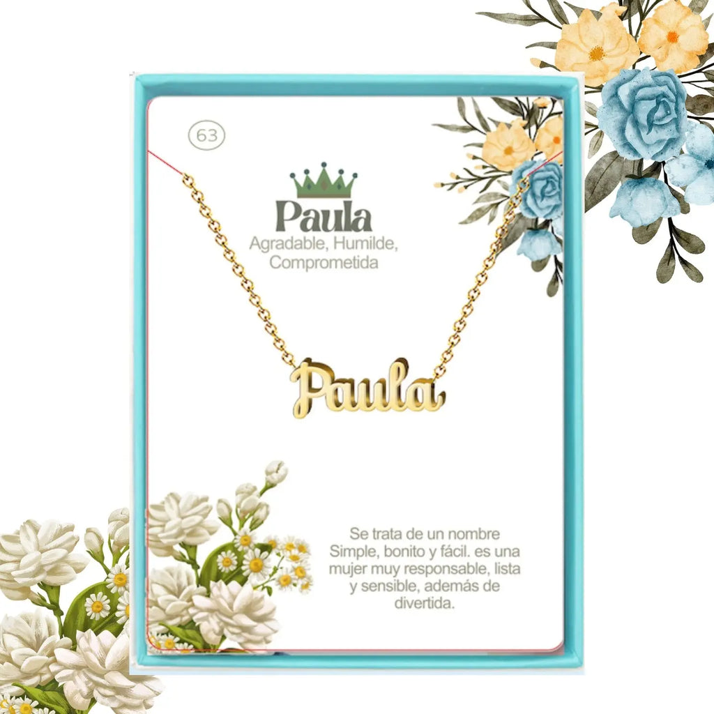 Collar Edición Nombre "paula" - Delicadeza Y Encanto Dorado 14K acabado
