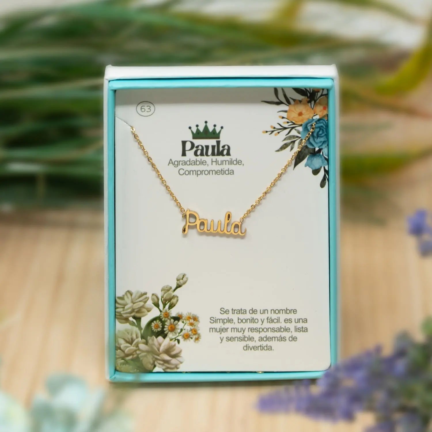 Collar con Nombre Paula - Acero Inoxidable Dorado - cotigo