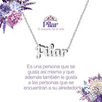 Collar con nombre Pilar en acero inoxidable plateado resistente al agua joya duradera regalo para mujer.