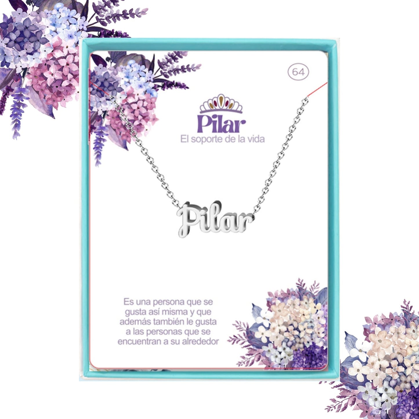 Collar Nombre  Pilar Acero color Plateado