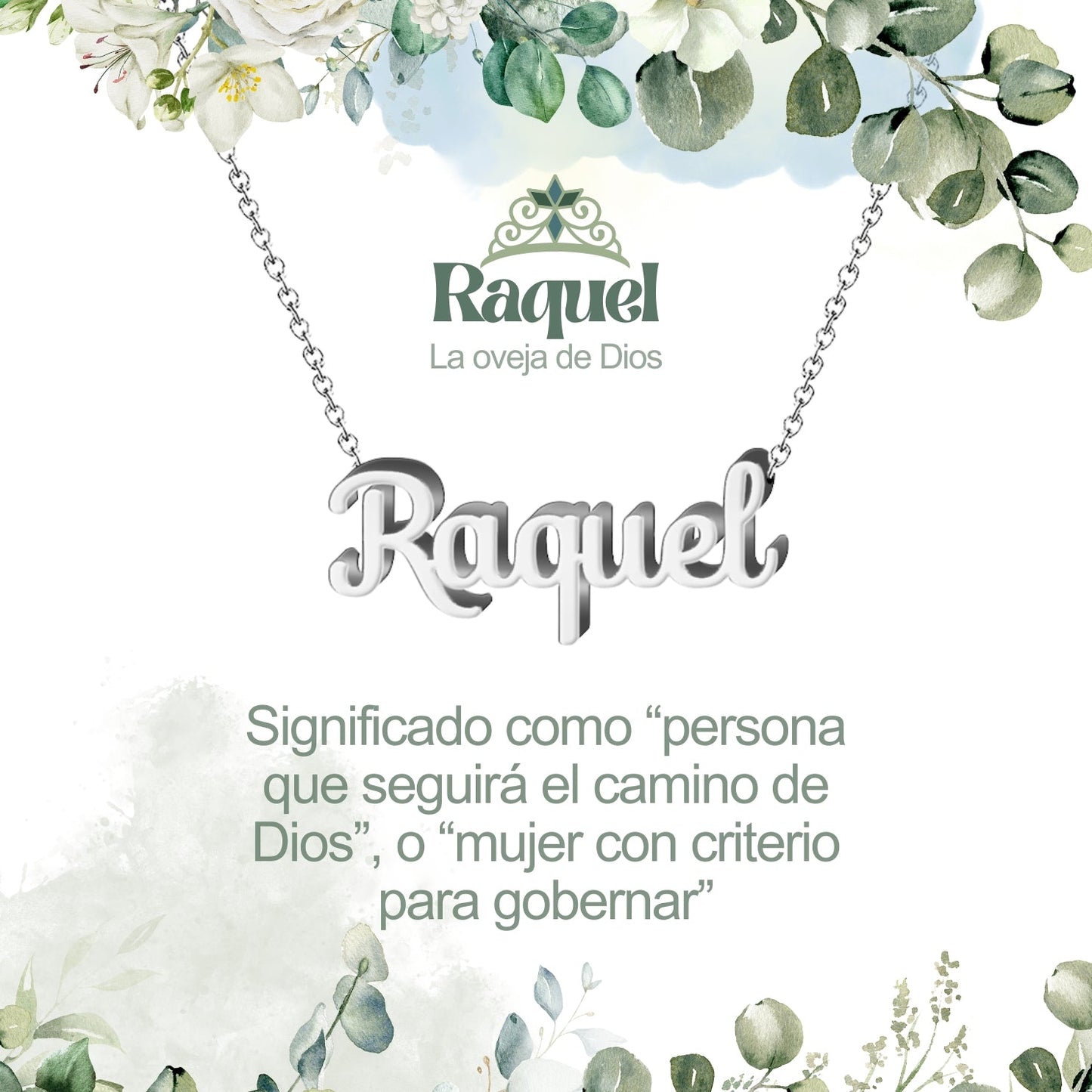 Collar Nombre  Raquel Acero color Plateado