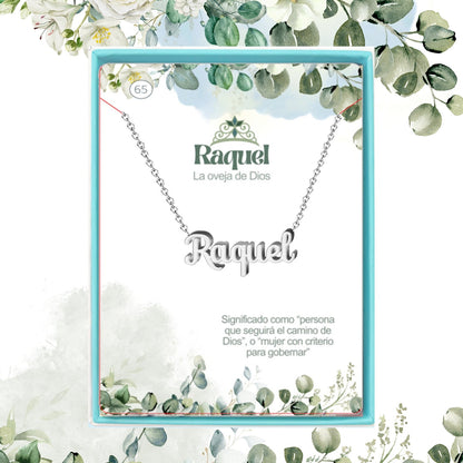 Collar Nombre  Raquel Acero color Plateado