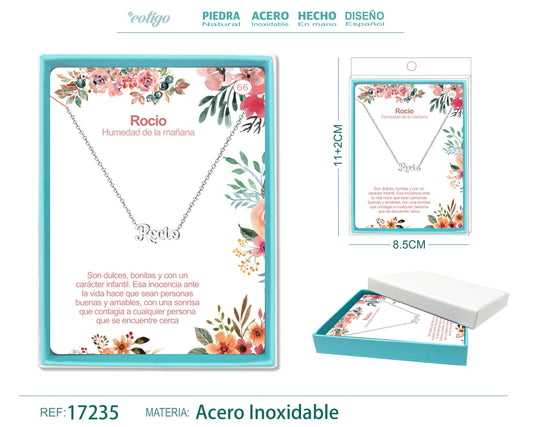 65 Collar Nombre- Raquel -Acero Plateado