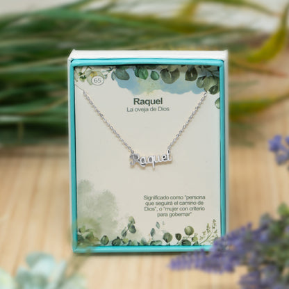 Collar Nombre  Raquel Acero color Plateado