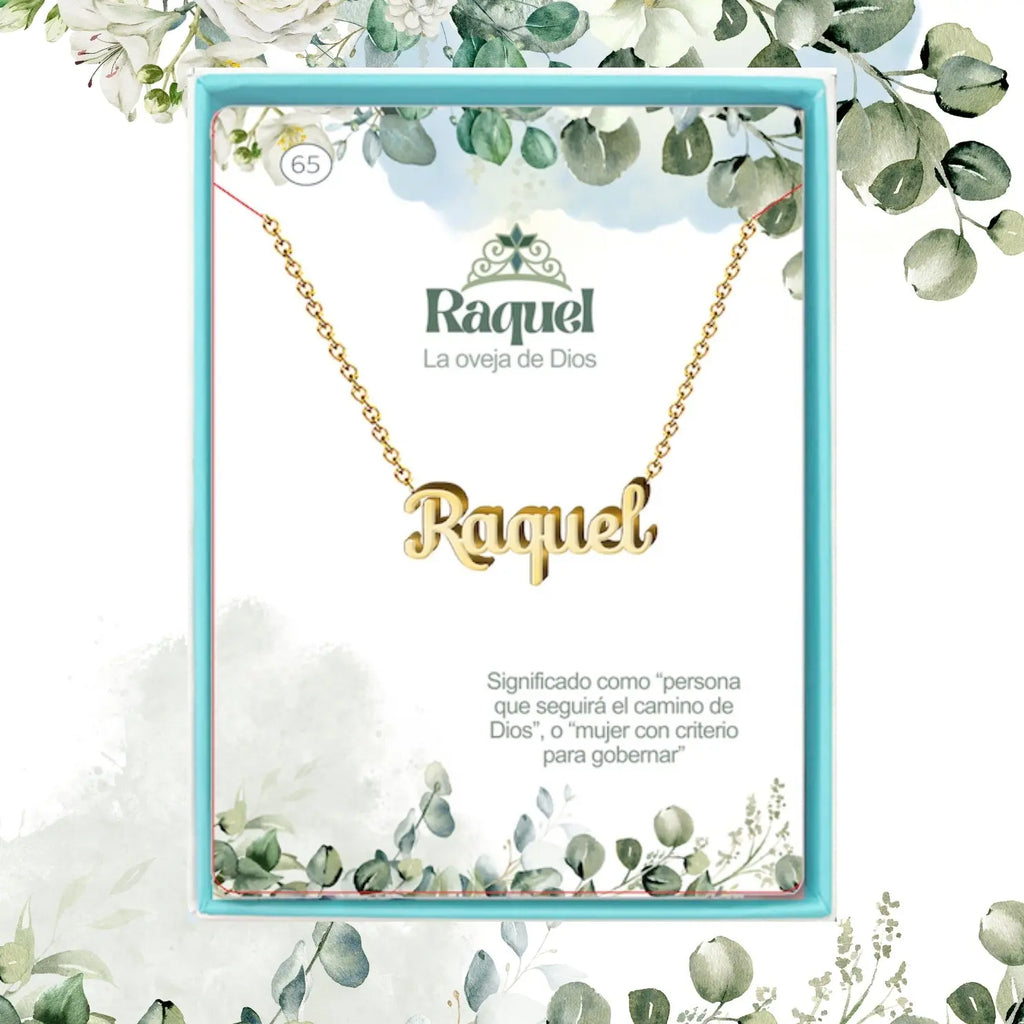 Collar Edición Nombre "raquel" - Carácter Y Dulzura Dorado 14K acabado