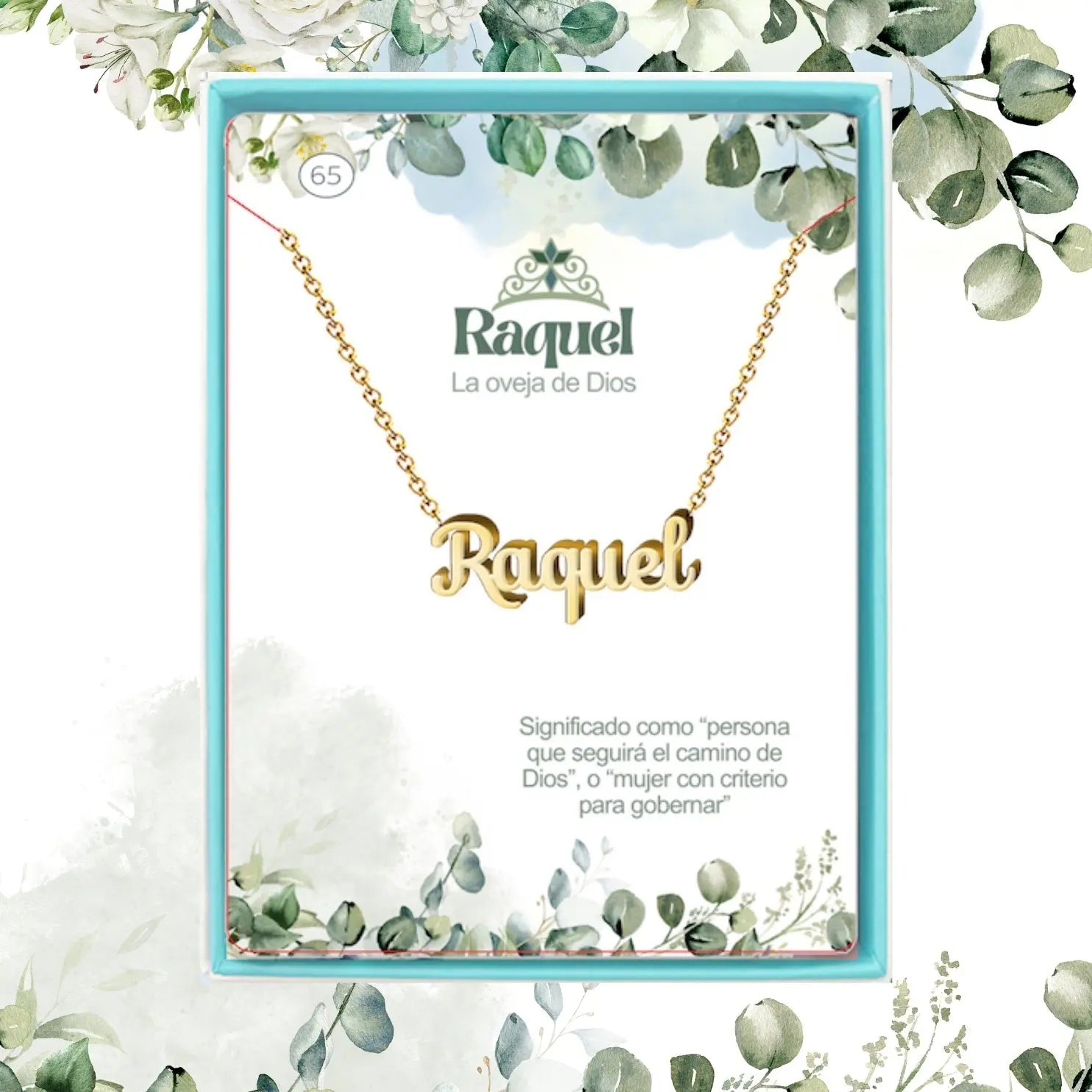 Collar Edición Nombre "raquel" - Carácter Y Dulzura Dorado 14K acabado