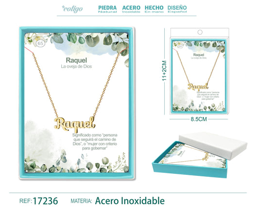 65 Collar Nombre- Raquel -Acero Dorado