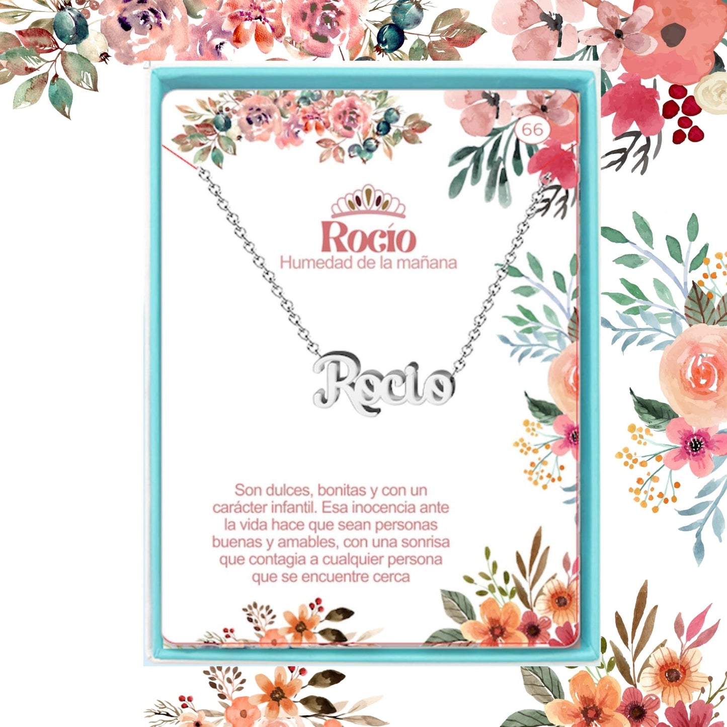 Collar Nombre  Rocío Acero color Plateado