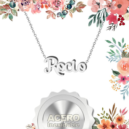 Collar Nombre  Rocío Acero color Plateado