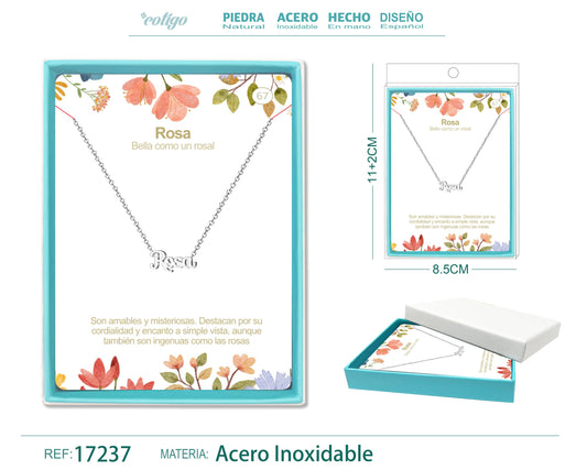 66 Collar Nombre- Rocio -Acero Plateado