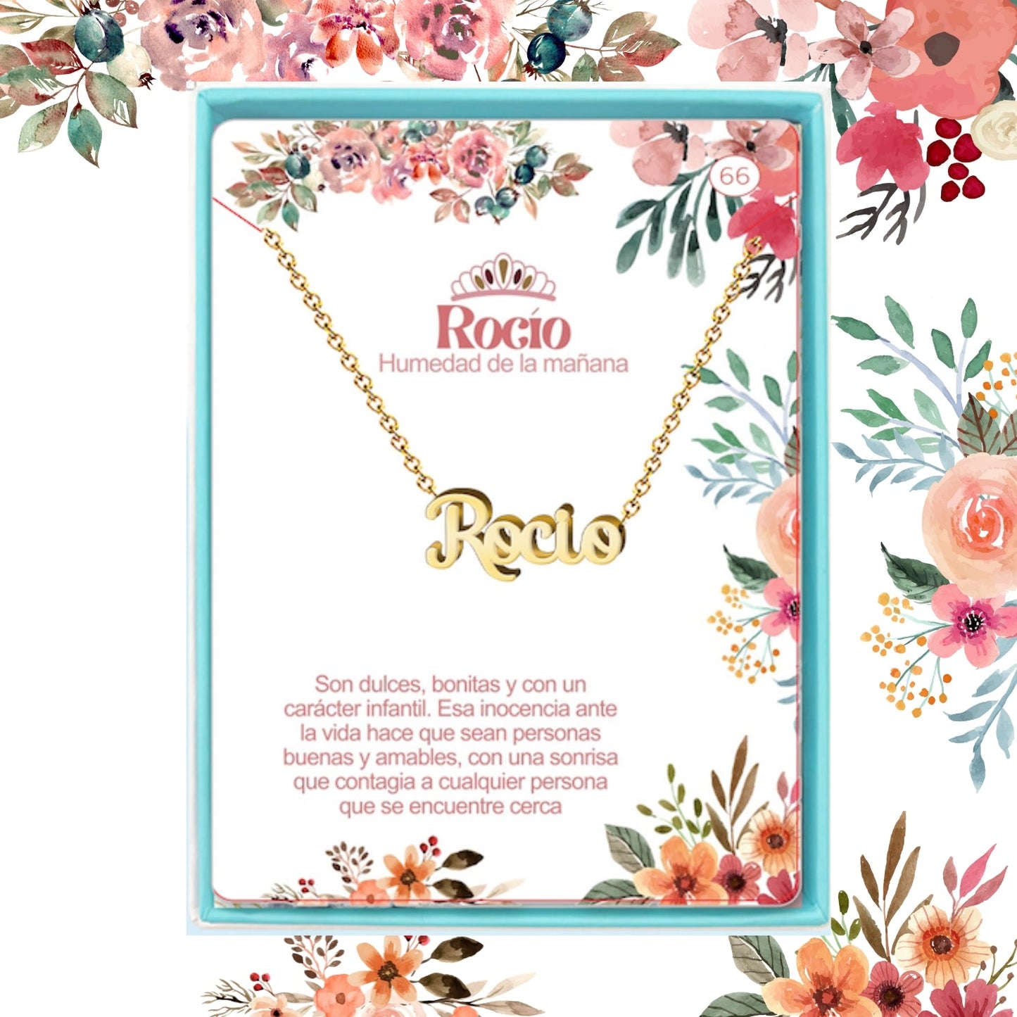 Collar Nombre  Rocío Acero color Dorado