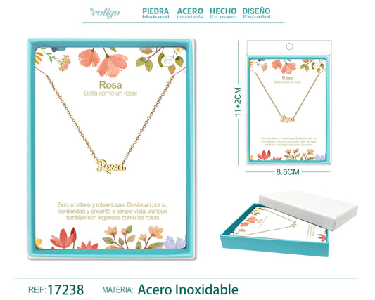 66 Collar Nombre- Rocio -Acero Dorado