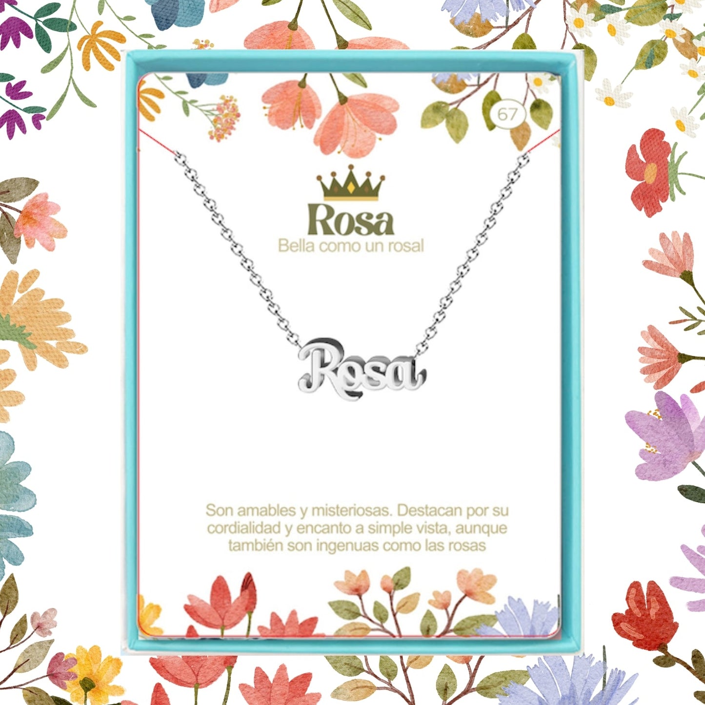 Collar Nombre  Rosa Acero color Plateado
