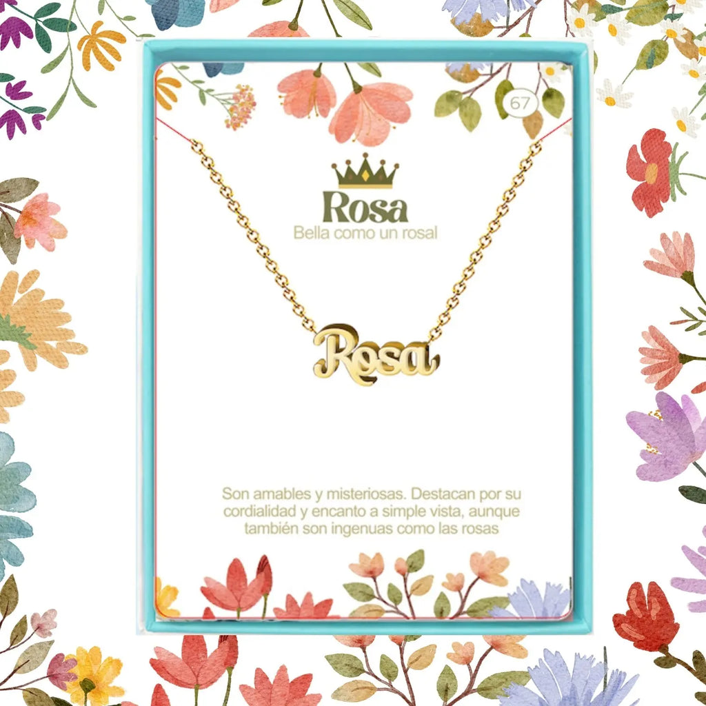Collar Edición Nombre "rosa" - Símbolo de Belleza Dorado 14K acabado