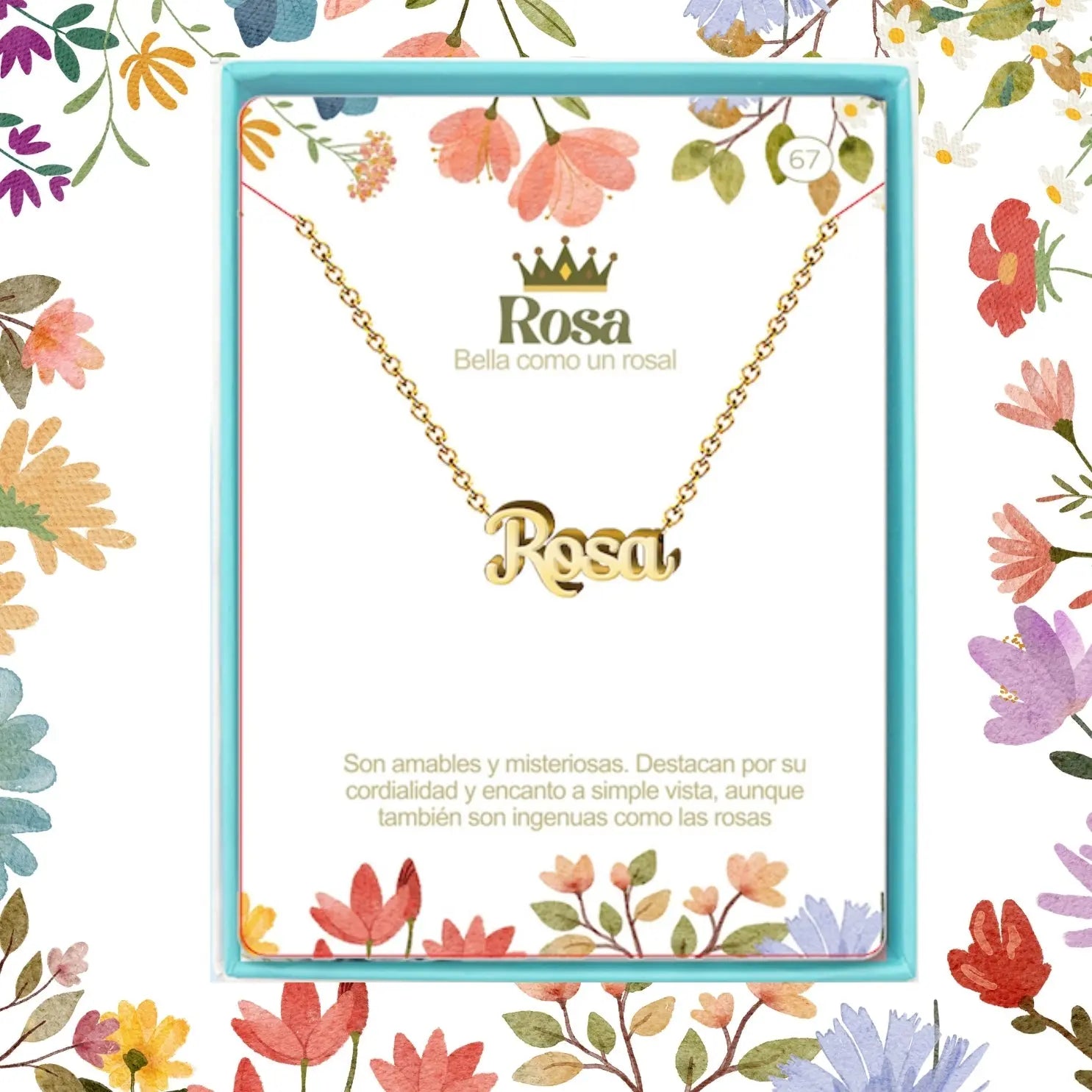 Collar con Nombre Rosa - Acero Inoxidable Dorado - cotigo