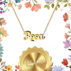Collar Edición Nombre "rosa" - Símbolo de Belleza Dorado 14K textura