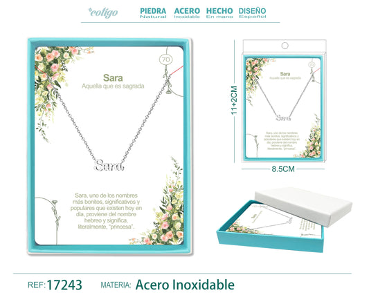 69 Collar Nombre- Sandra -Acero Plateado
