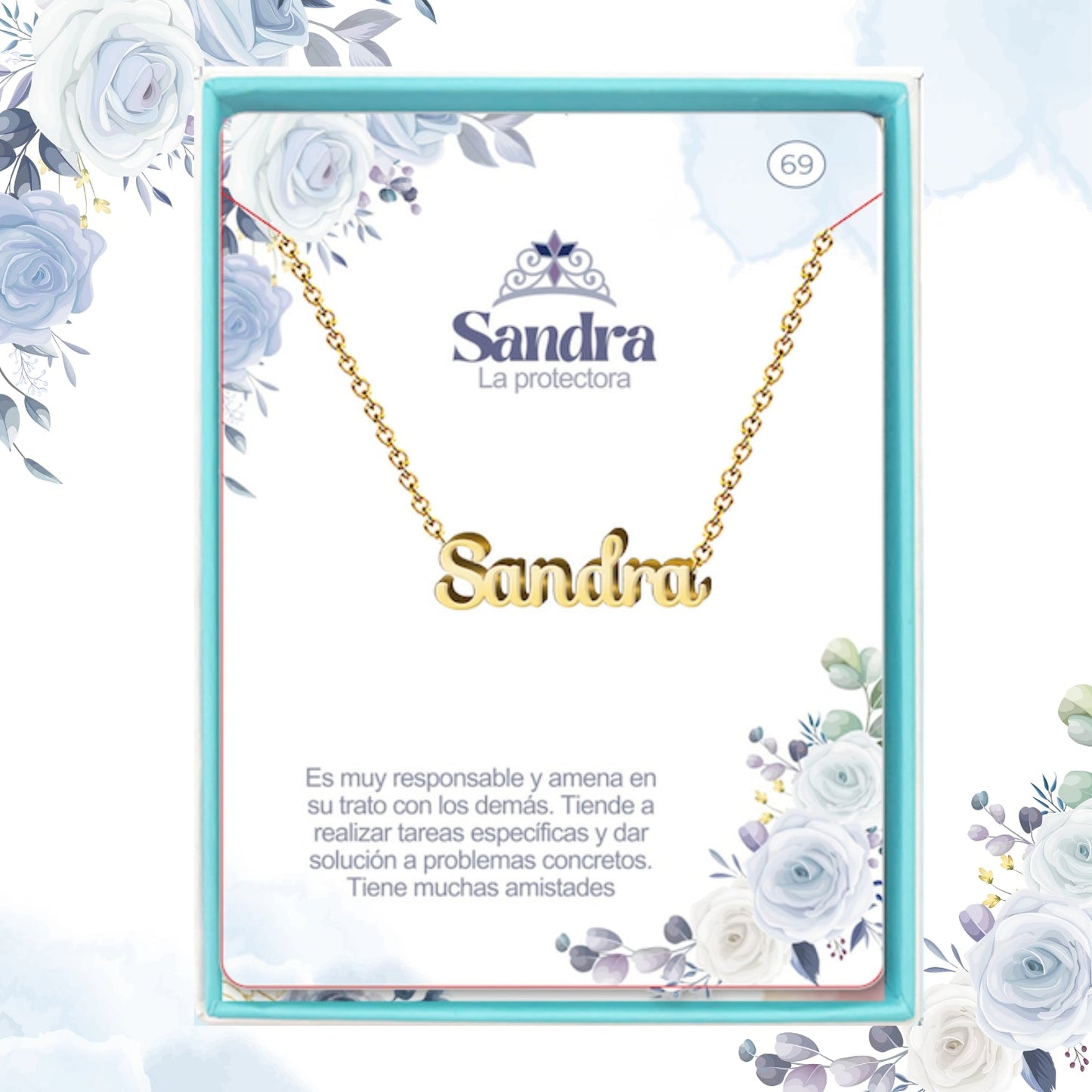 Collar Nombre  Sandra Acero color Dorado