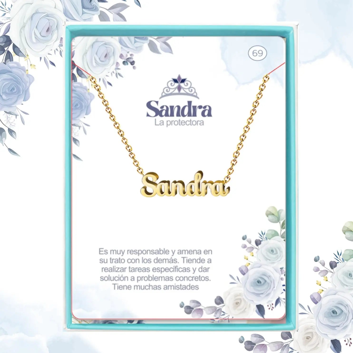Collar con Nombre Sandra - Acero Inoxidable Dorado - cotigo