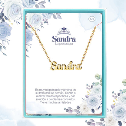 Collar Nombre  Sandra Acero color Dorado