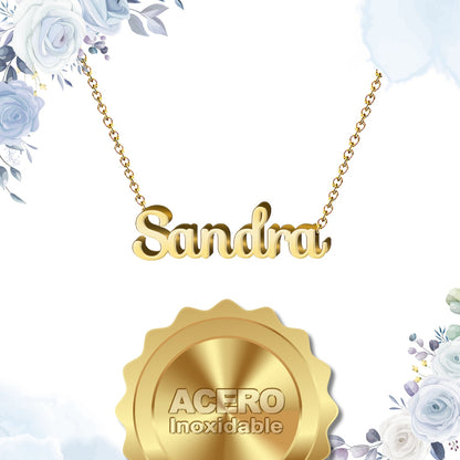 Collar Nombre  Sandra Acero color Dorado