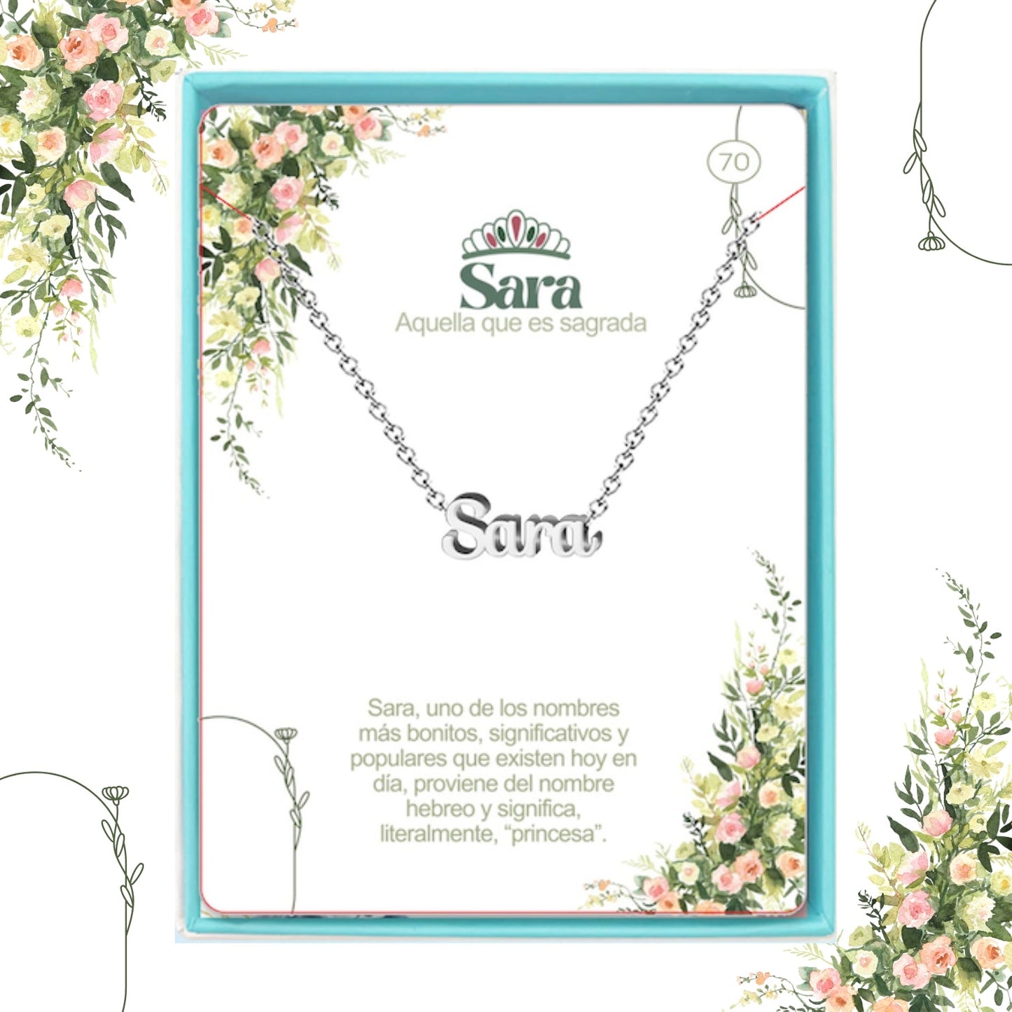 Collar Nombre  Sara Acero color Plateado