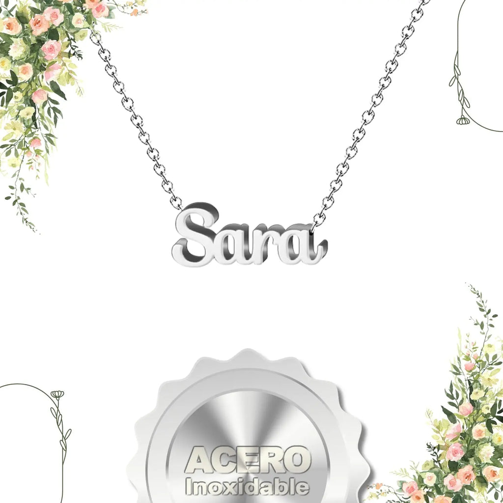 Collar Edición Nombre "sara" - Acero Tono Plateado textura