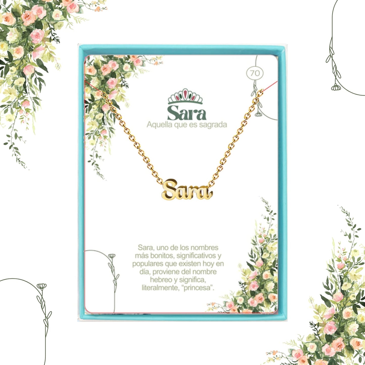 Collar Nombre  Sara Acero color Dorado