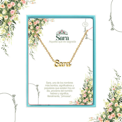 Collar Nombre  Sara Acero color Dorado