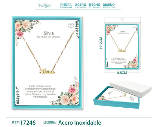70 Collar Nombre- Sara -Acero Dorado