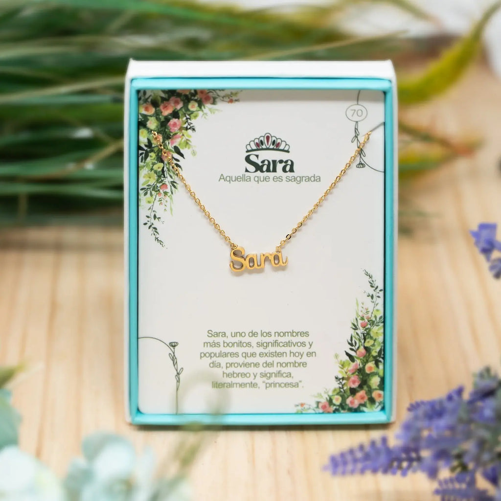 Collar con Nombre Sara - Acero Inoxidable Dorado - cotigo