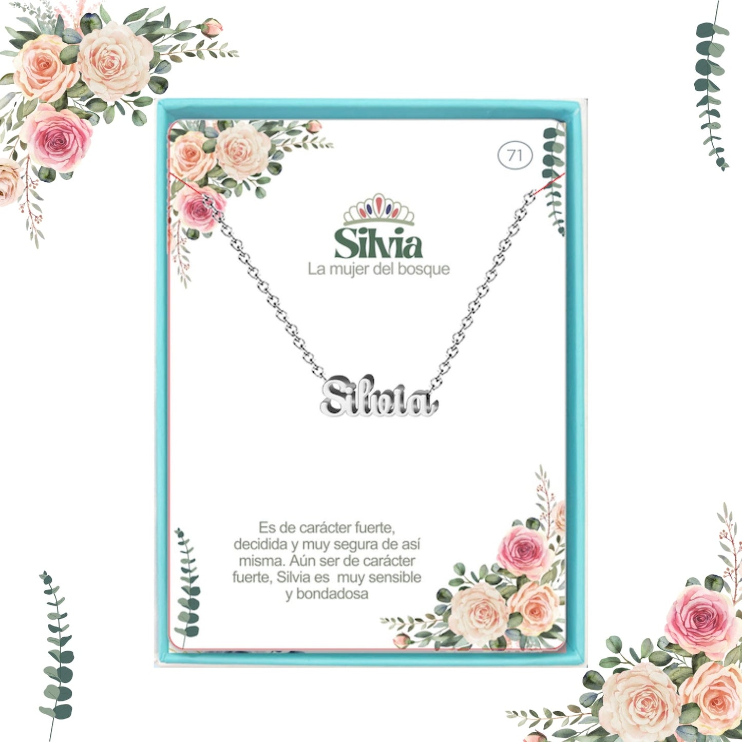 Collar Nombre  Silvia Acero color Plateado
