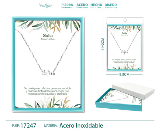 71 Collar Nombre- Silvia -Acero Plateado