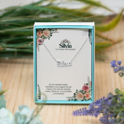 Collar Nombre  Silvia Acero color Plateado