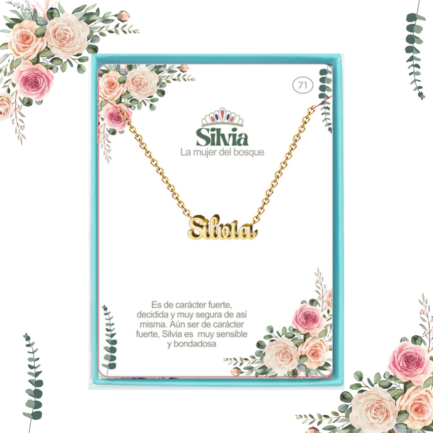 Collar Nombre  Silvia Acero color Dorado