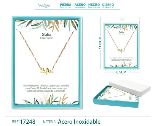 71 Collar Nombre- Silvia -Acero Dorado
