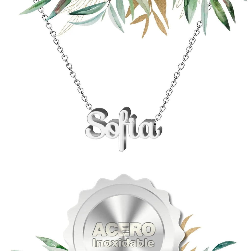 Collar Edición Nombre "sofía" - Acero Tono Plateado textura