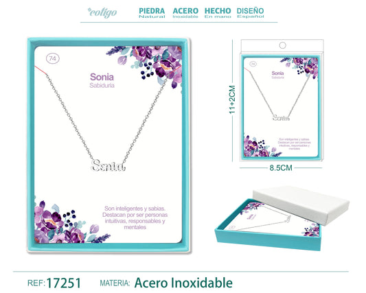73 Collar Nombre- Soledad -Acero Plateado