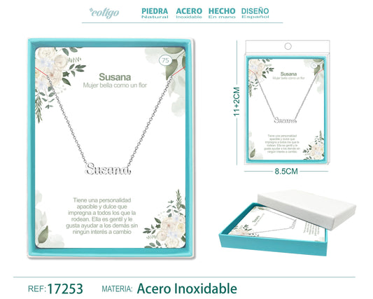 74 Collar Nombre- Sonia -Acero Plateado
