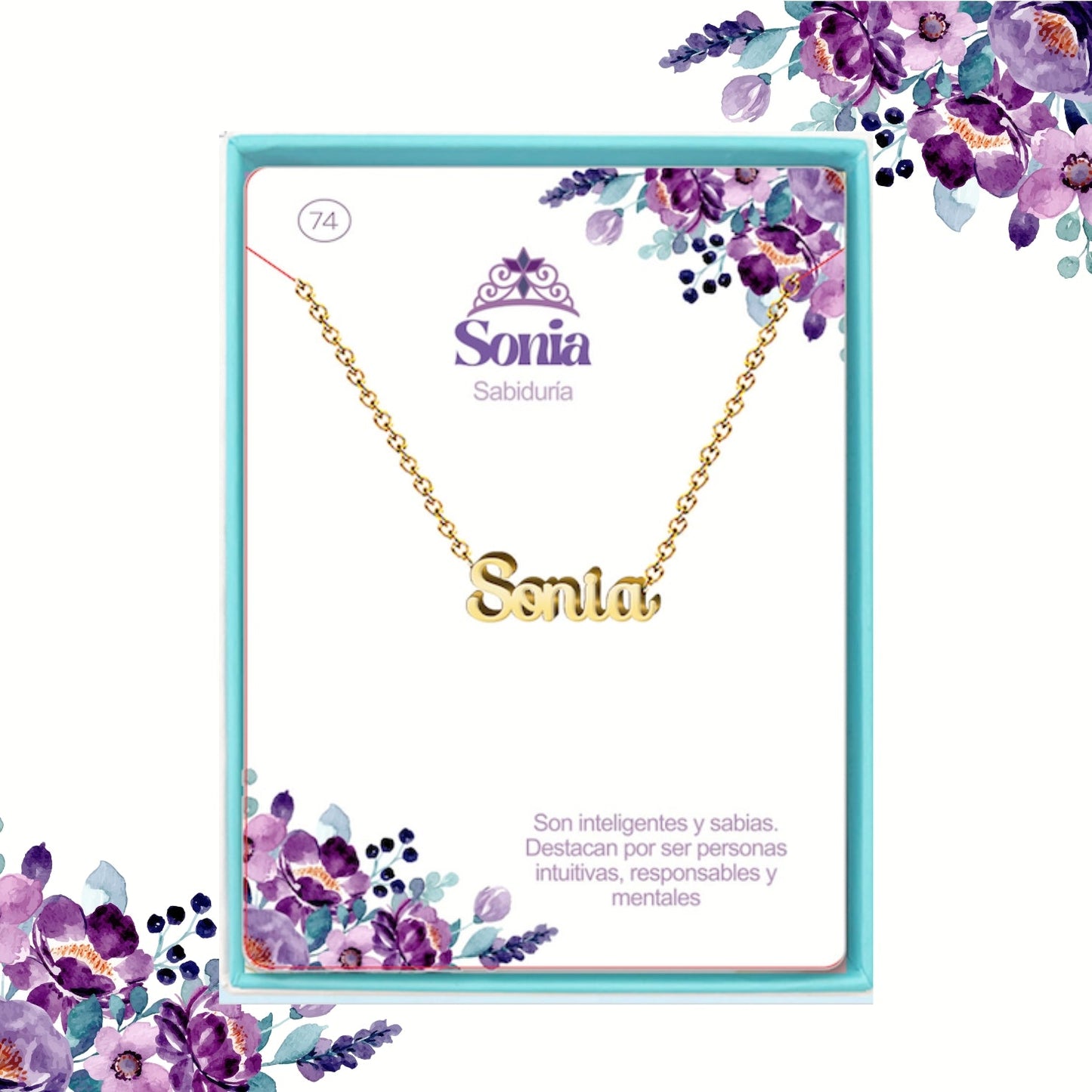 Collar Nombre  Sonia  Acero color Dorado