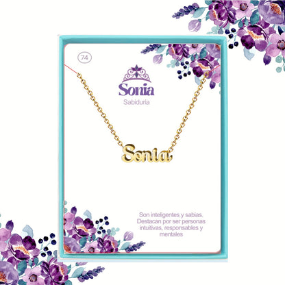 Collar Nombre  Sonia  Acero color Dorado