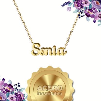 Collar Nombre  Sonia  Acero color Dorado