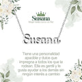 Collar con nombre Susana en acero inoxidable plateado resistente al agua joya duradera regalo mujer.