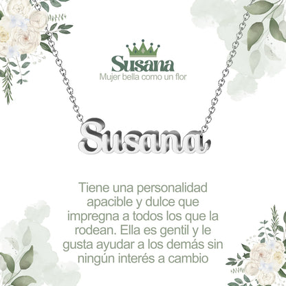 Collar Nombre  Susana Acero color Plateado