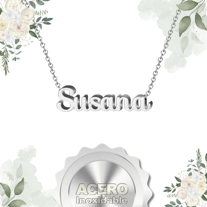 Collar Nombre  Susana Acero color Plateado