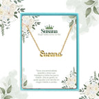 Collar Edición Nombre "susana" - la Belleza del Lirio Bañada en Oro 14K acabado