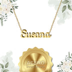Collar Edición Nombre "susana" - la Belleza del Lirio Bañada en Oro 14K textura