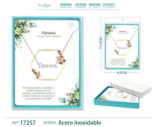 76 Collar Nombre- Teresa -Acero Plateado